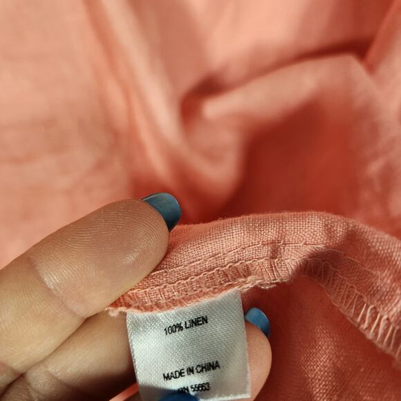 For Cynthia Linen Ruffled Sleeves Top PXL Beach Minimalist Cottagecore Coastal - Picture 4 of 7